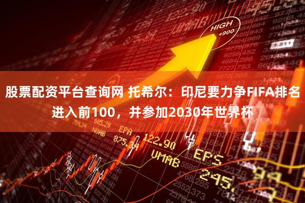 股票配资平台查询网 托希尔：印尼要力争FIFA排名进入前100，并参加2030年世界杯