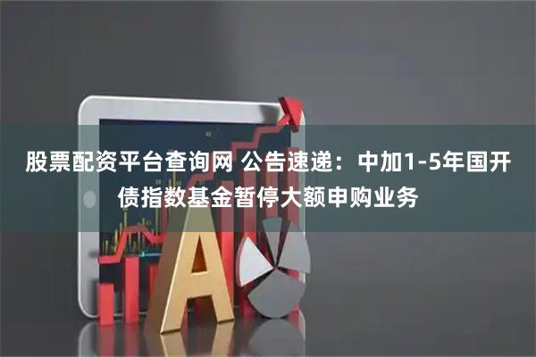 股票配资平台查询网 公告速递：中加1-5年国开债指数基金暂停大额申购业务